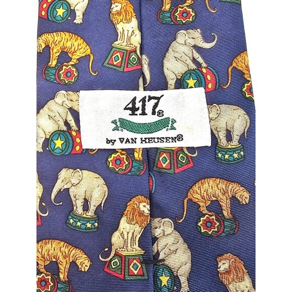Vintage Van Heusen Mens 417 Silk Tie With Circus Animal Print - Picture 6 of 7